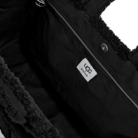 🆕UGG X TELFAR MEDIUM SHOPPER SHEARLING & SUEDE BLACK TOTE BAG - Picture 14 of 16